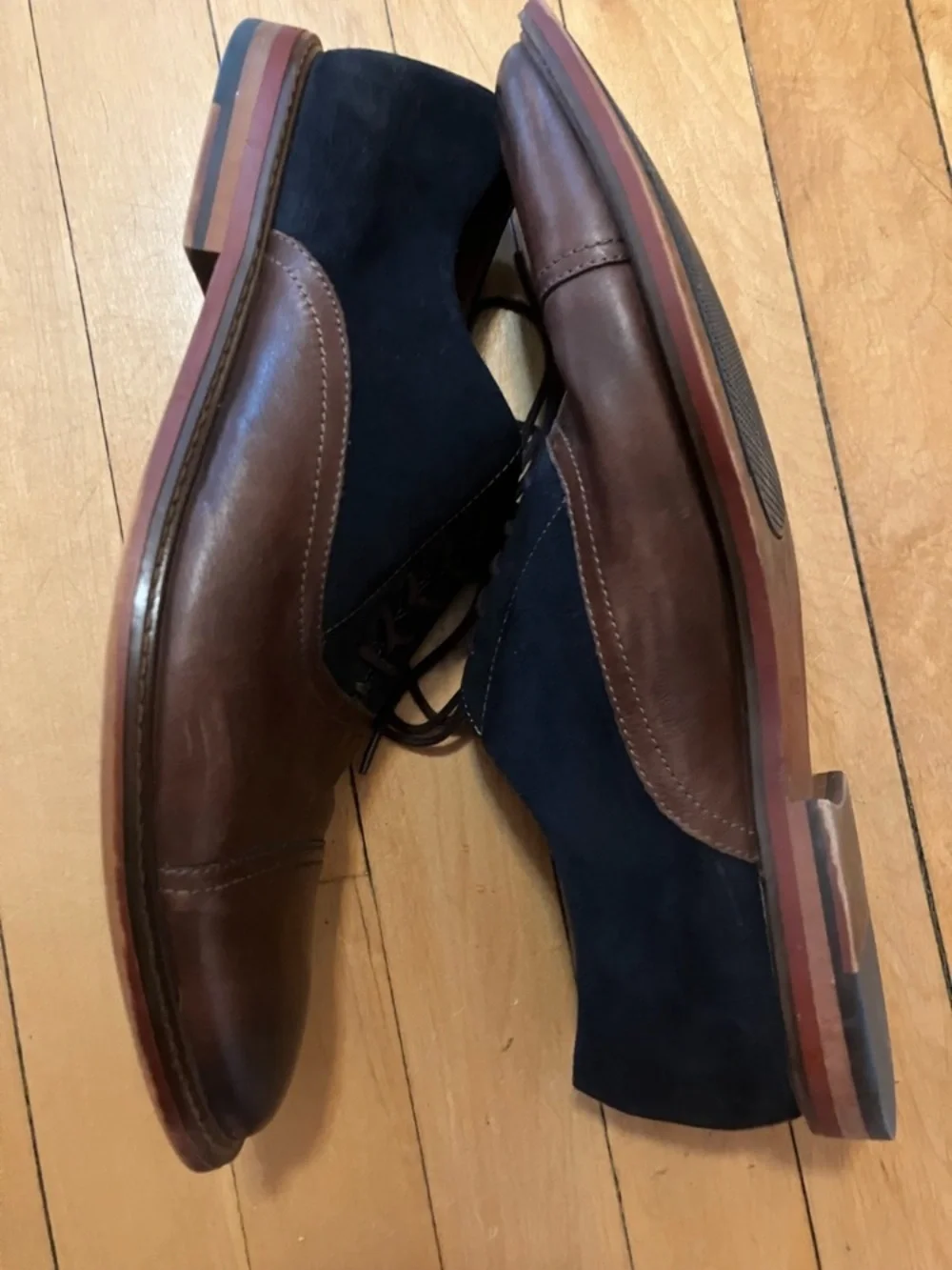 Aldo Blue Suede and Brown Leather Dress Shoes Size 10.5
